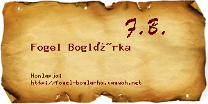 Fogel Boglárka névjegykártya